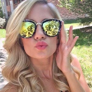 DIFF eyewear Rose B&W frames with gold lenses